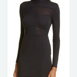 STAUD Falcon Semi Sheer Fitted Body Con Mini Dress
